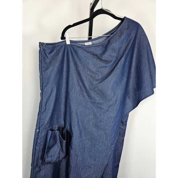 Belma Plus Denim One Shoulder Jumpsuit - Drk Blue - SZ 1X - Picture 2 of 12